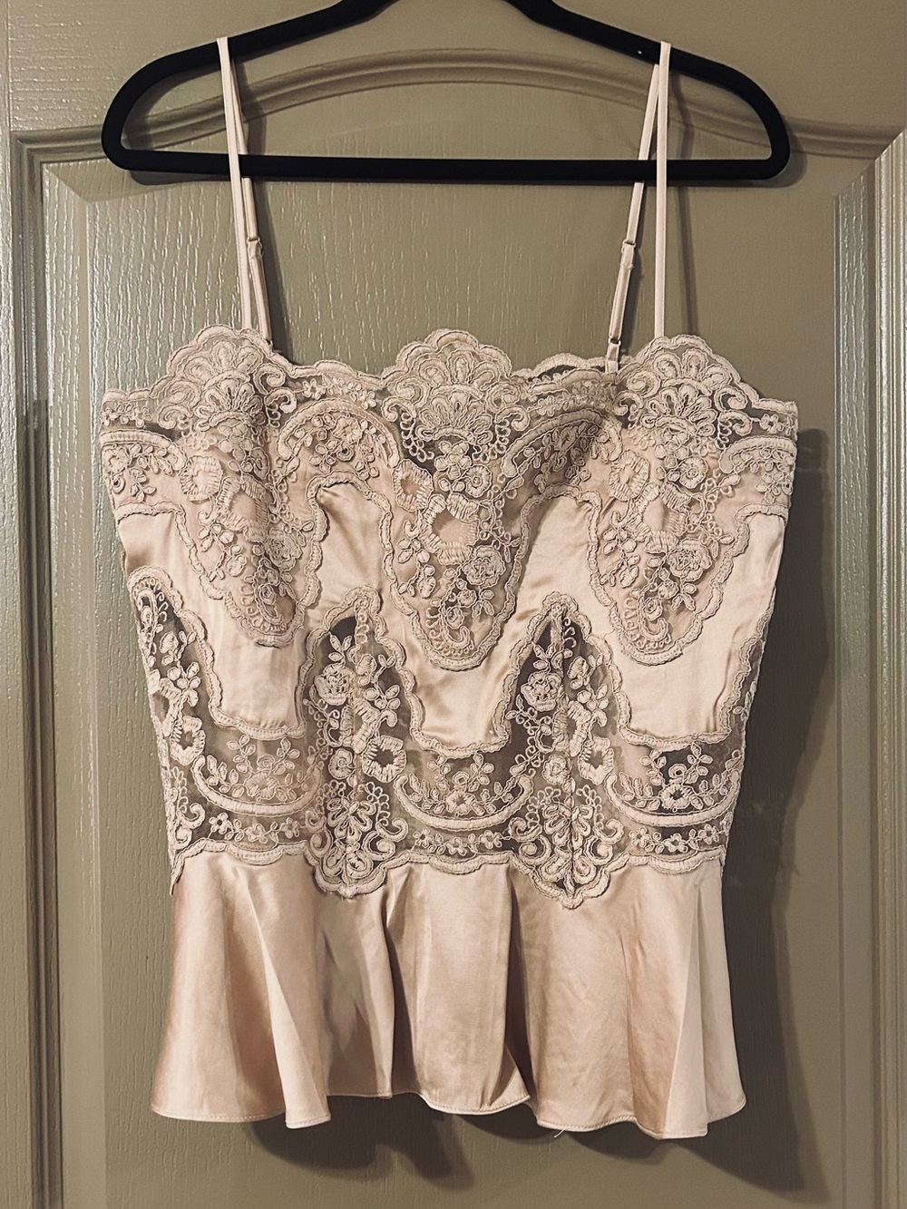 Rare H&M Edition Lace Peplum Satin Top Beige Nude Size M Sold Out